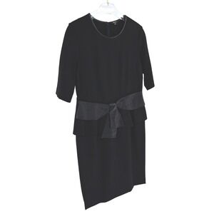 Y2K Whimsigoth Black Dress RAOUL Size 12 Gothic Minimalist Midi/Workwear Shift